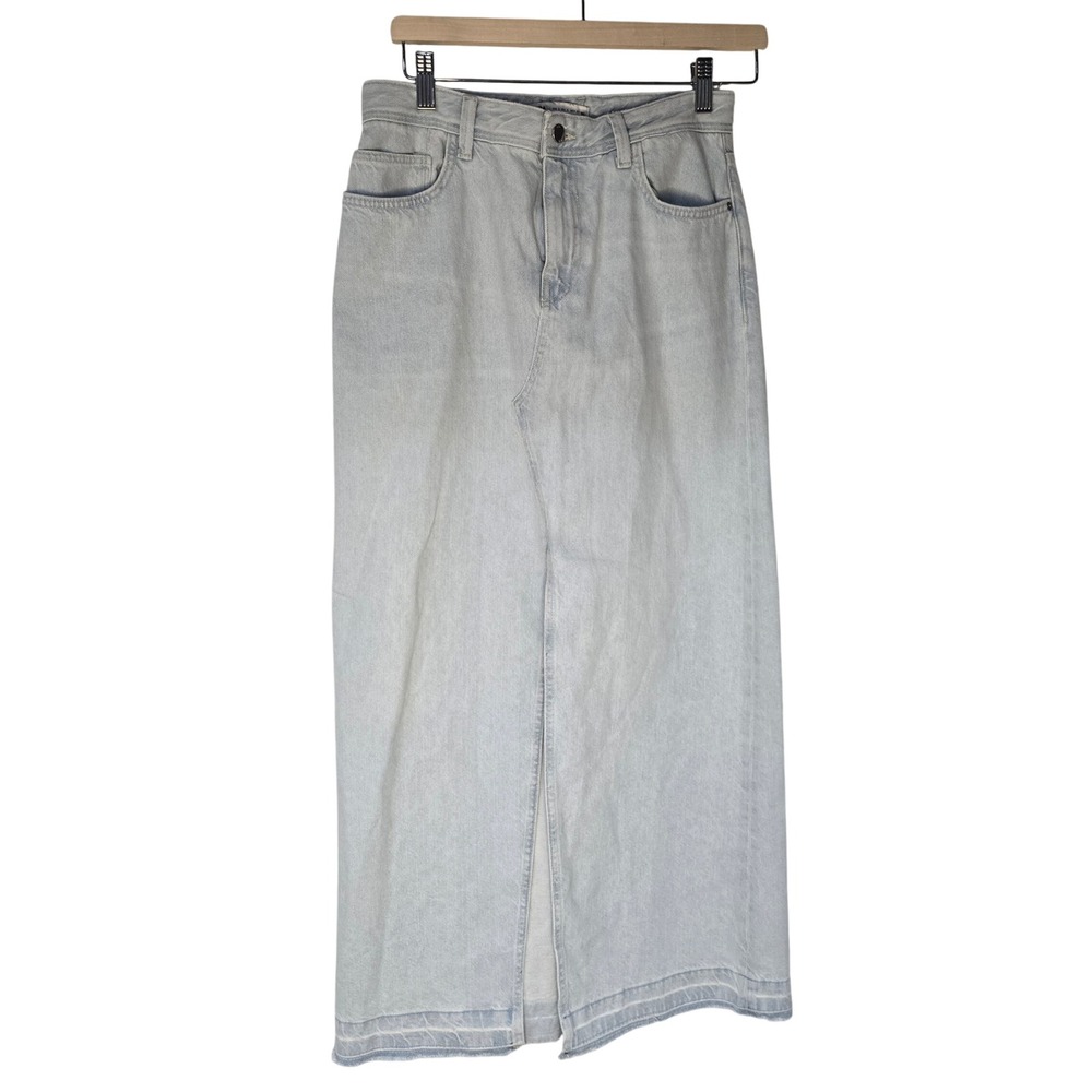 Zara High Waisted Maxi Denim Skirt Womens Small Light Wash Cotton 90s Streetwear